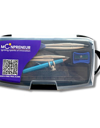 Moonpreneur Geometry Box Made with Durable Shatterproof Plastic Box, Comes with Compass, Protector, Pencil, Ruler, Best Gift for Kids

